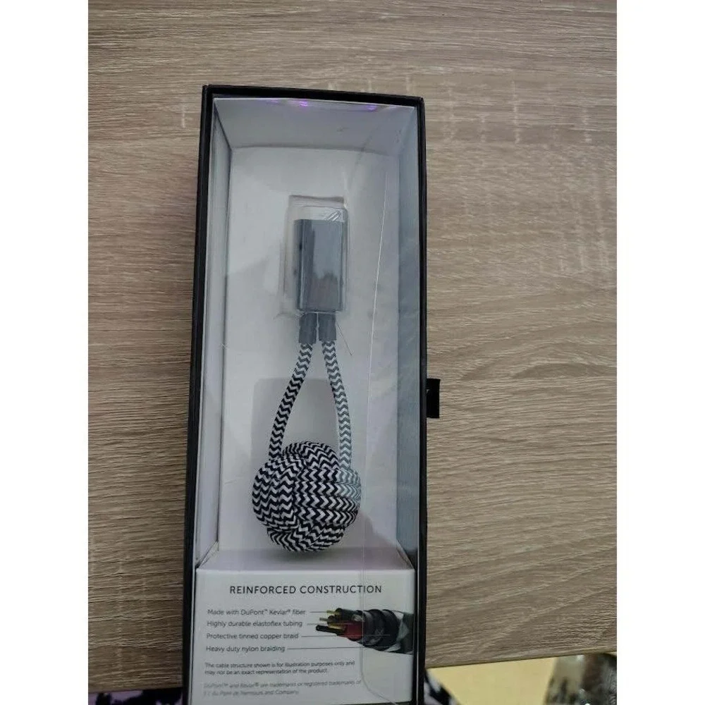 Native Union Key Cable to USB C Braided Charging‎ Cable Keychain Black